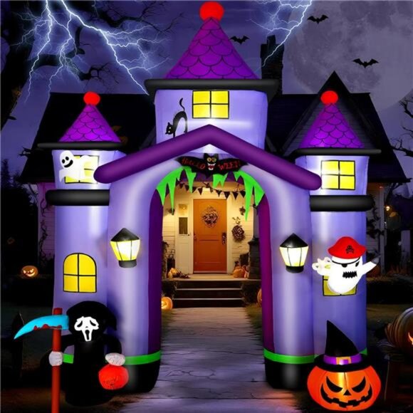 11.6FT Halloween Inflatable Arch Outdoor Decoration with Built-in LEDs Lights, - Picture 1 of 8